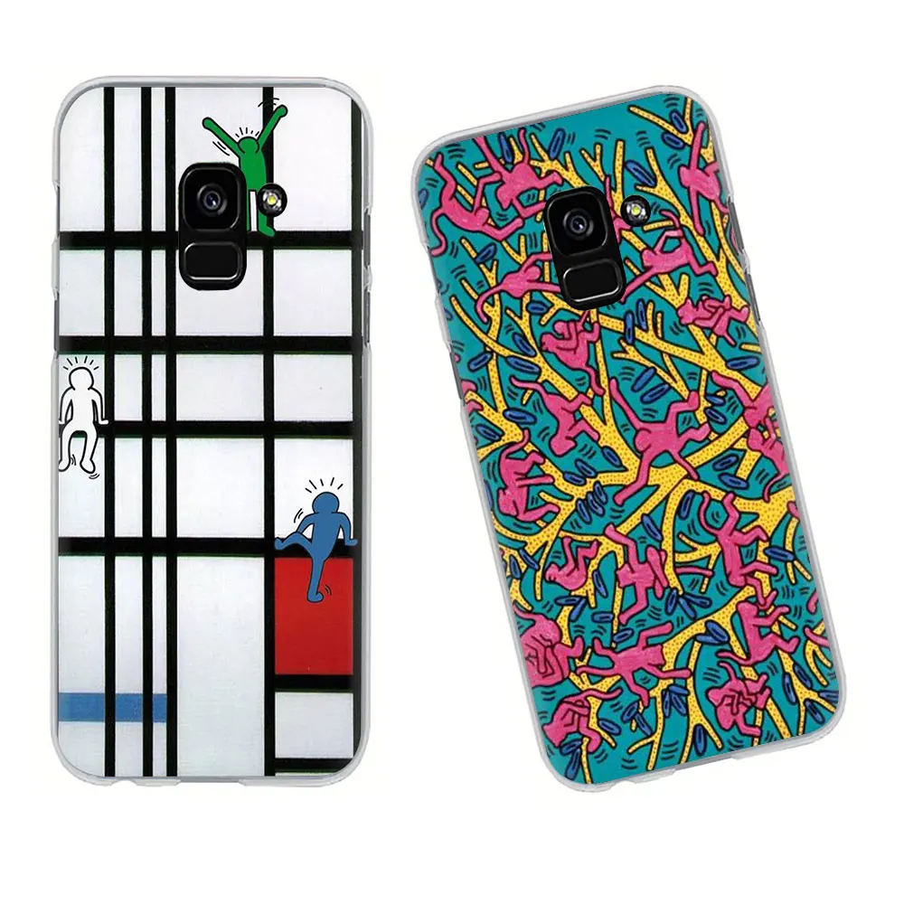 Жесткий чехол для телефона Keith Haring 2018 Samsung Galaxy A3 5 2017 A6 7 8 9 A10 30 40 50 70 полузавернутый