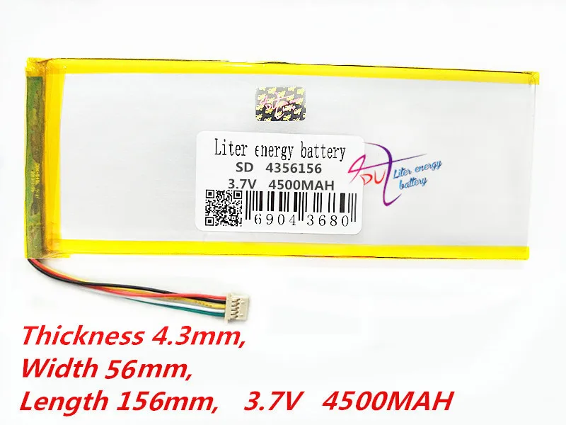 

5 thread Tablet PC battery capacity 4356156 3.7V 4500MAH 4055155 Universal Li-ion battery for tablet pc 8 inch 9 inch 10 inch