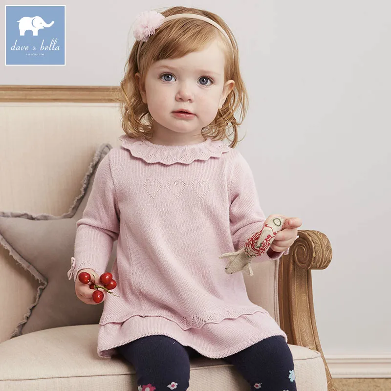 DB5627 dave bella infant baby girls princess dress kids fashion wedding birthday dress children toddle knitted sweater dress db1553 dave bella summer baby dress infant clothes girls party dress fairy dress toddle 1 pc kid princess dress