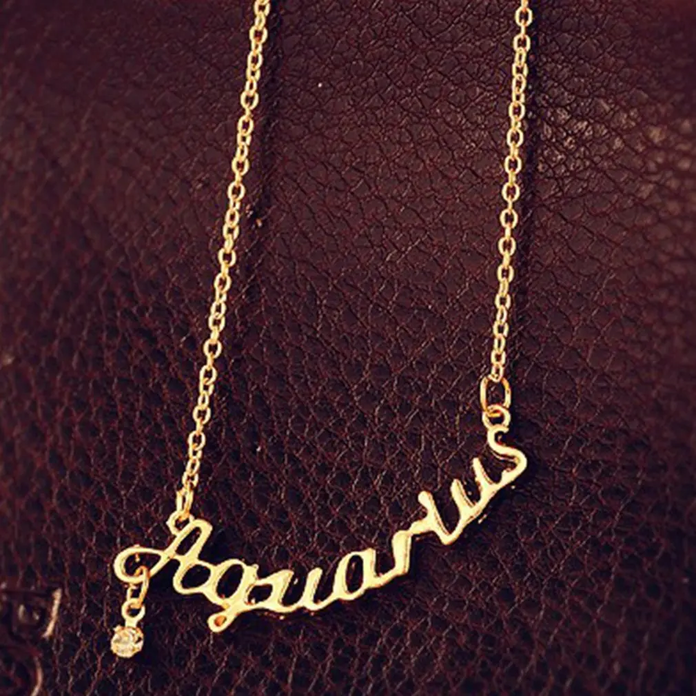 

Compact and Simple exquisite 12 constellation Letter Necklace Chocker Clavicle Chain Gemini Charm Necklace Gift For Women Girls
