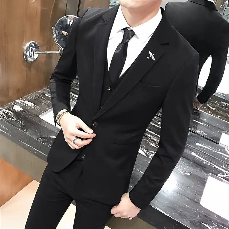 black coat pant three piece