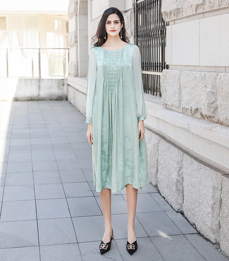 mint green silk dress