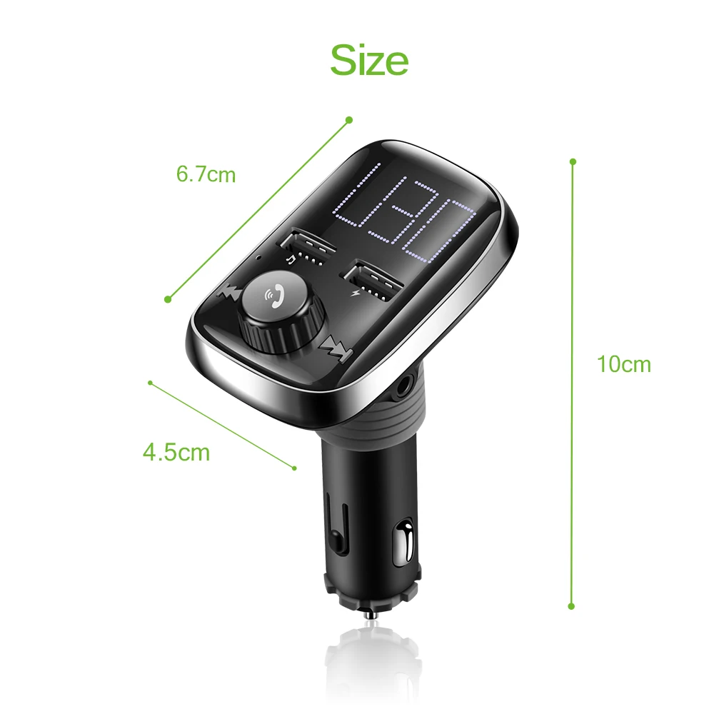 Onever FM передатчик MP3 плеер с большим светодиодный дисплей Bluetooth автомобильный комплект Dual USB 4.1A быстрое зарядное устройство Micro SD TF воспроизведение музыки