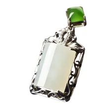 Natural Hetian Jade Pendant s925 Silver Jade Necklace Chinese Style Hand-carved Lucky Amulet Fine Jewelry natural red stone hand carved pendants red jade sweater chain buddha pendant chinese style necklace jewelry collection of gifts