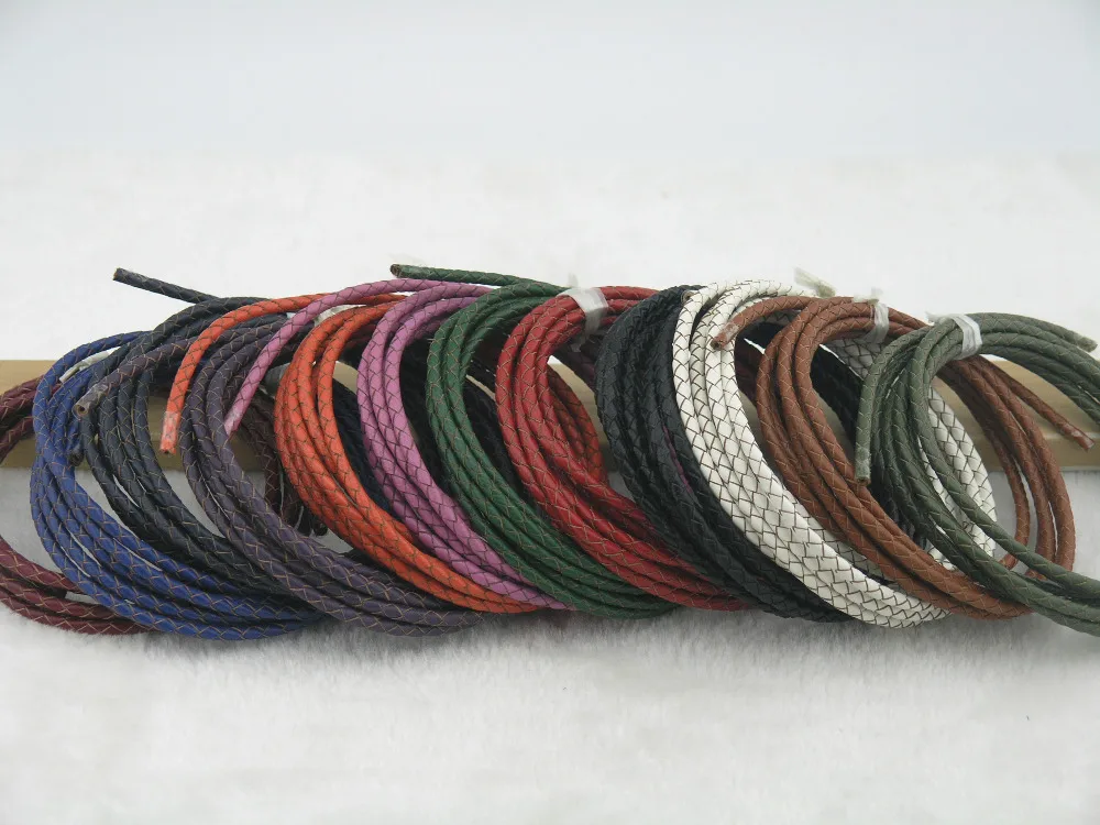 

15 Colors Available--10Yds 4.0mm Round Bolo Braided Real Leather Cord For Jewelry Beading Craft--LCB40