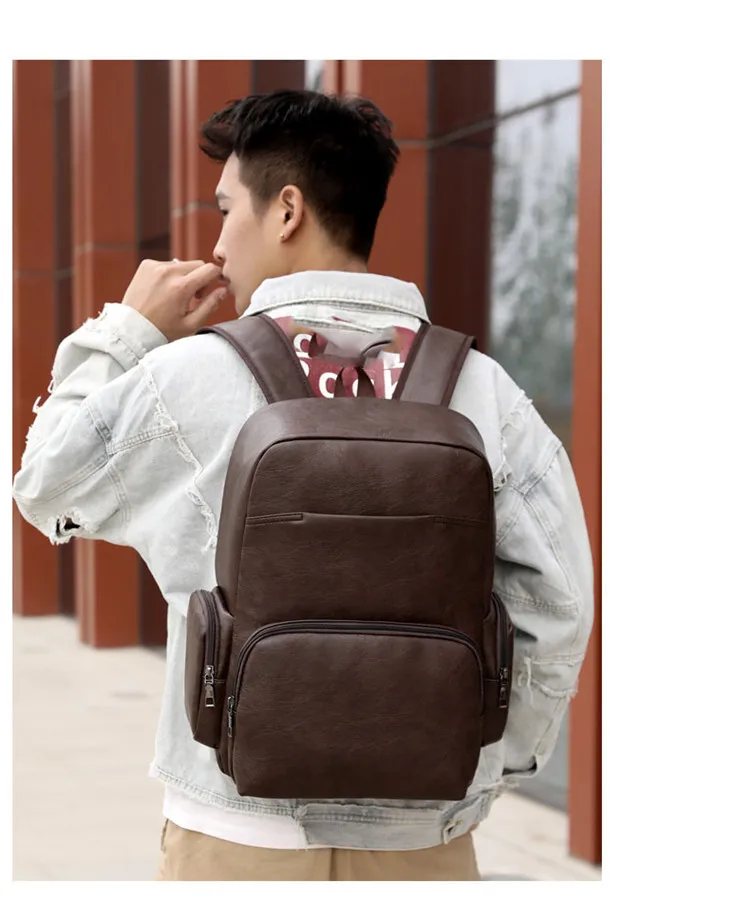 Мужские кожаные рюкзаки в Корейском стиле, модные сумки для ноутбуков для мальчиков-подростков, роскошные брендовые дорожные сумки для мужчин и женщин, сумки на плечо