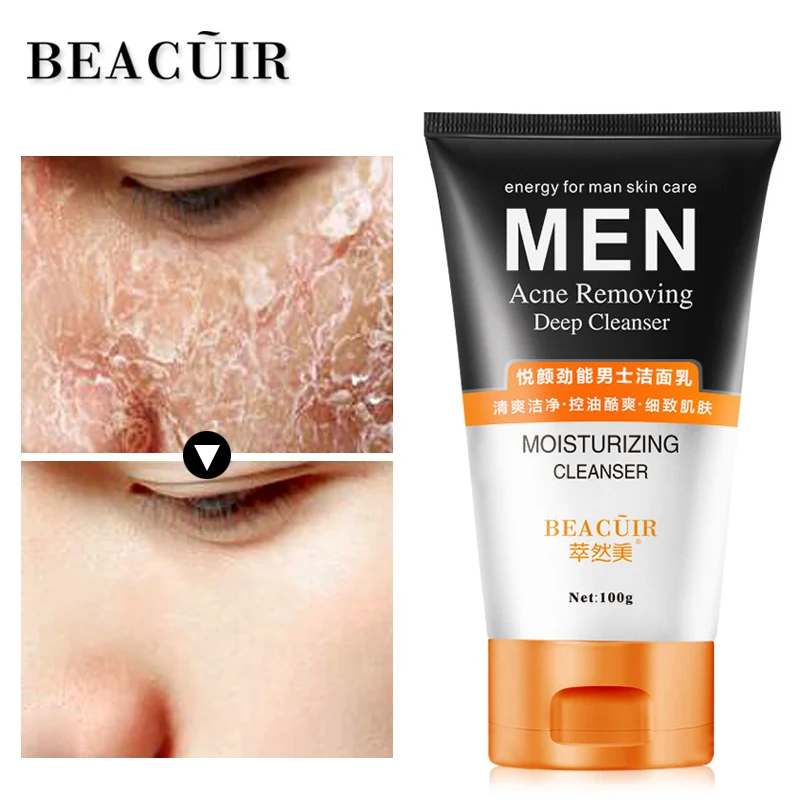 BEACUIR Man Facial Cleanser Anti Acne Breakout Wrinkle Reducing Face Wash for Clear Reduced Pores Oil control Face Cleansing