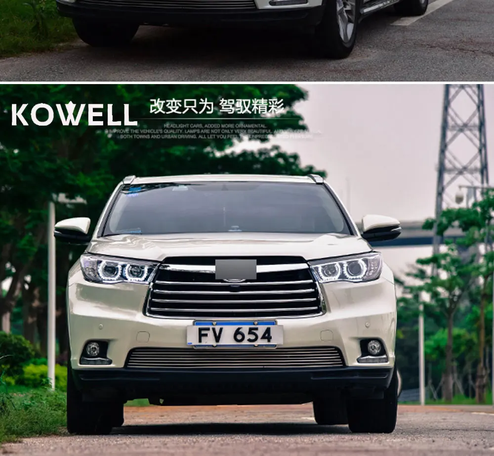 KOWELL автомобильный Стайлинг для фары Toyota Highlander- новая светодиодная… для Kluger фары DRL Bi Xenon объектив Высокий Низкий луч парковка