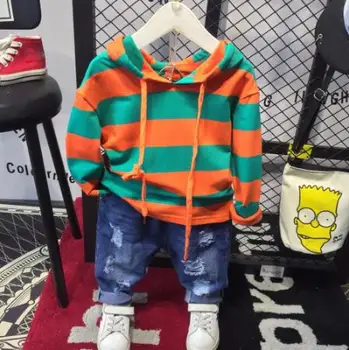 

kids clothing sets Casual children Tracksuit cottons toddler boys clothing sets boys Striped hoodie + jeans 2pcs clothes outfits