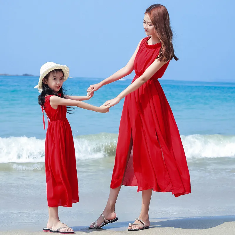 

Family Match Bohemian Dress Mother Daughter Summer Long Maxi Dress Women Sexy Long Dresses Vestidos Family Match Clothes H0116