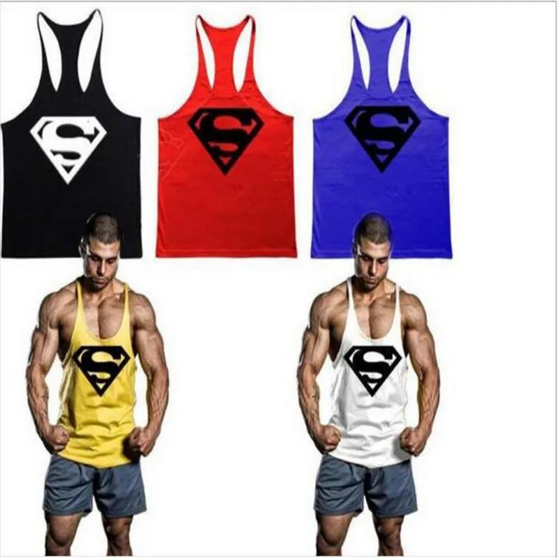 Marvel men tank tops Fashion Superman Logo Men Fitness Tops brand 100