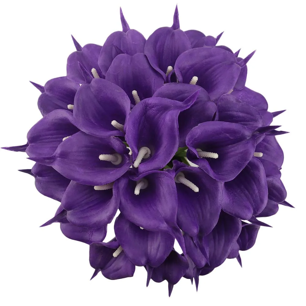 Zonaflor 31 шт. декоративные цветы Калла Лилия полиуретан с эффектом реального прикосновения искусственный цветок украшение дома настольные Цветы Свадебный букет - Цвет: Фиолетовый