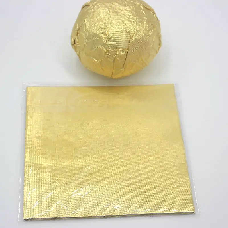 200 шт/партия) шоколадный пакет Оловянная фольга бумага для выпечки утолщение 9 цветов Сахар Конфеты чай оберточная бумага украшения 12 см - Цвет: golden