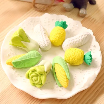 

2Pcs/Pack New pineapple Corn peanut cabbage Novelty Eraser Rubber Primary School Student Prizes Gift Stationery E0544