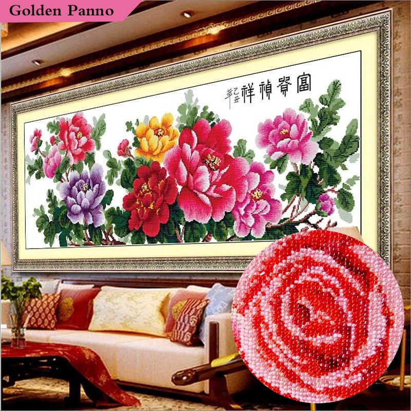 

Golden Panno,beads,Needlework,DIY,bead Cross stitch ,Embroidery stitch,Precise Printed painting,plant Pattern cross,red flower82