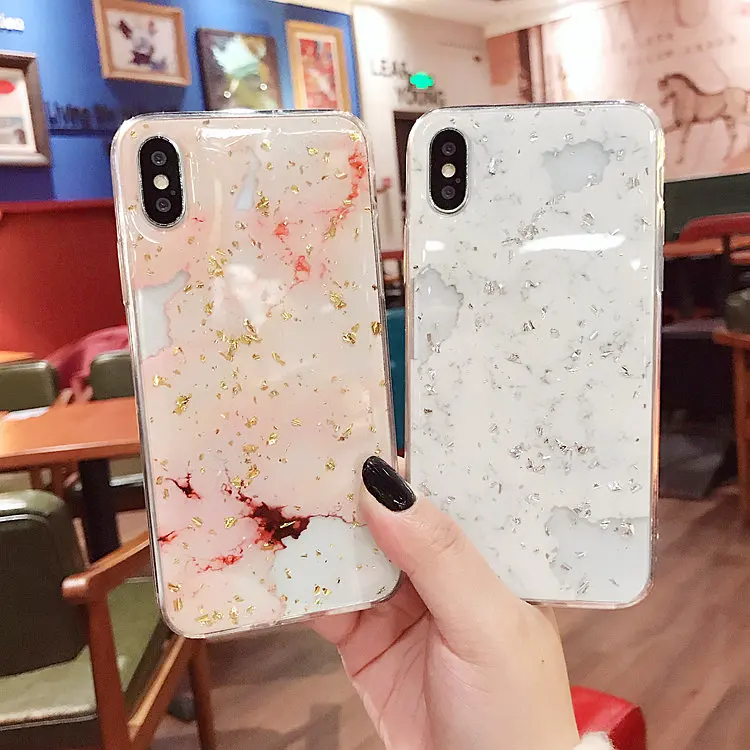 

Luxury Rose Gold Marble Phone Case for iPhone On 6 S 7 8 Plus X 10 Silicone Case White Granite Pattern Gel Cover Coque Art Paint