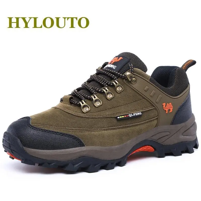 Good quality classic style men hiking shoes fur leather waterproof