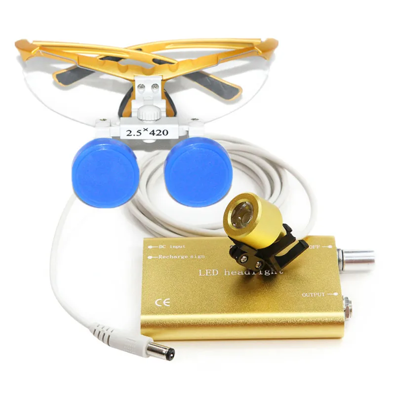 High Quality Black magnifying glass 2.5X420 Medical  Surgical loupes Dental Loupes medical loupes head loupes with LED light