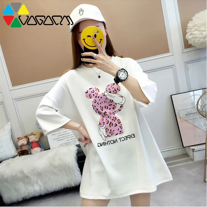 

2019 Leopard Print T Shirt Womens Plus Size Harajuku Tshirt Short Sleeve Tops&Tees Casual Loose Summer Streetwear Women Clothes