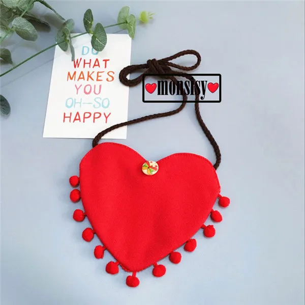 Monsisy/Кошелек для монет для девочек, Детский кошелек, маленький кошелек для мелочи, Детская сумка, сумочка для денег и монет, держатель для зимы, Kawaii Cat, Детская подарочная сумка - Цвет: Red Heart Bag