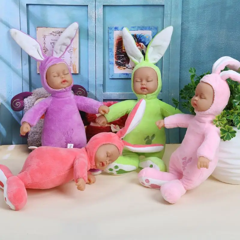 25cm Rabbit Stuffed Baby Doll Kids Plush font b Toy b font Children Simulated Babies Lifelike