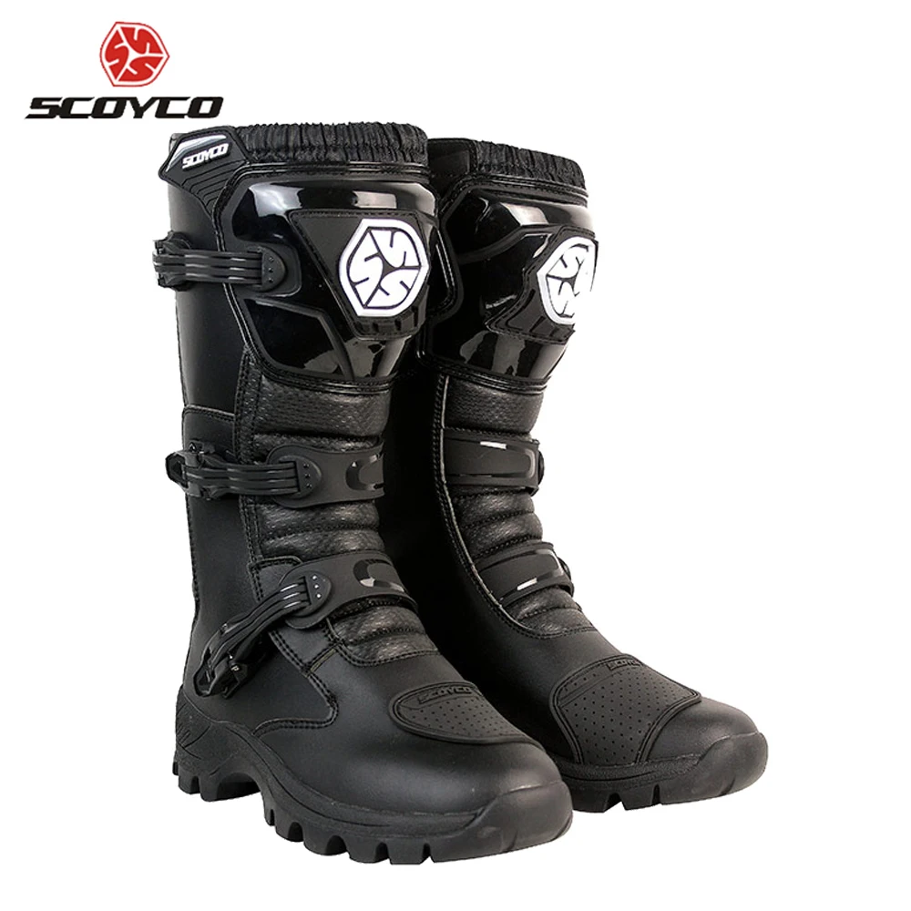 

SCOYCO 2019 Motorcycle Boots Motocross Anti-skid Shock-proof Breathable Motorbike Botas Moto High Ankle Racing Shoes MBT012