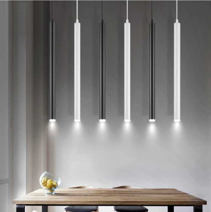 Decoration Pendant Light Bar Dining Room Cylinder Nordic Style Long Tube Kitchen
