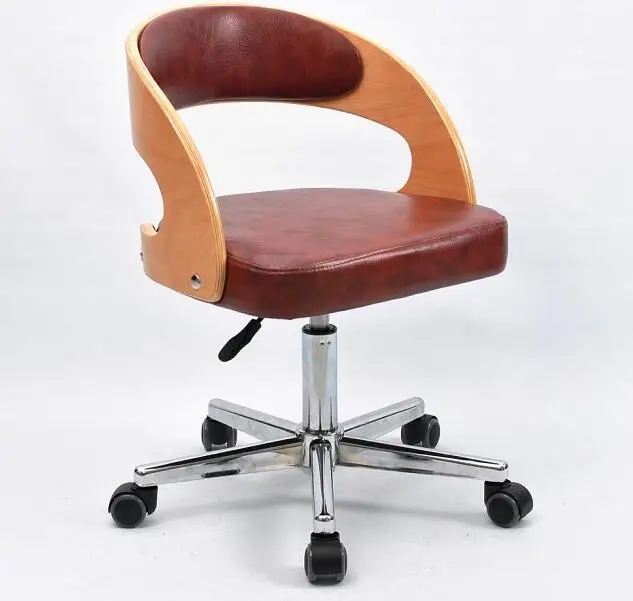 Офисное кресло из натурального дерева. Маленький поворотный стул. Компьютерное кресло. 005