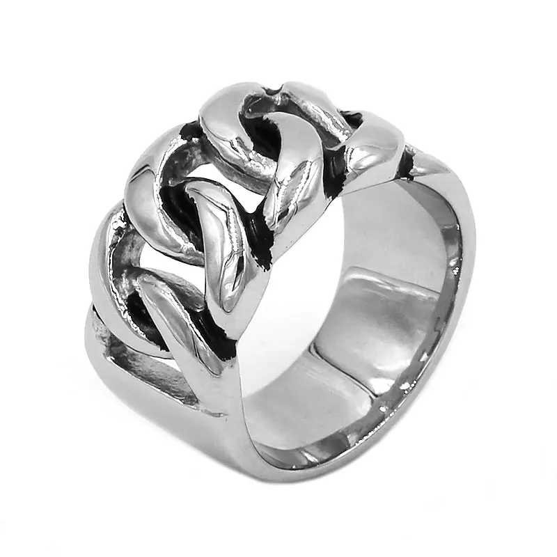 Wholesale Biker Chain Ring 316L Stainless Steel Jewelry Fashion Punk