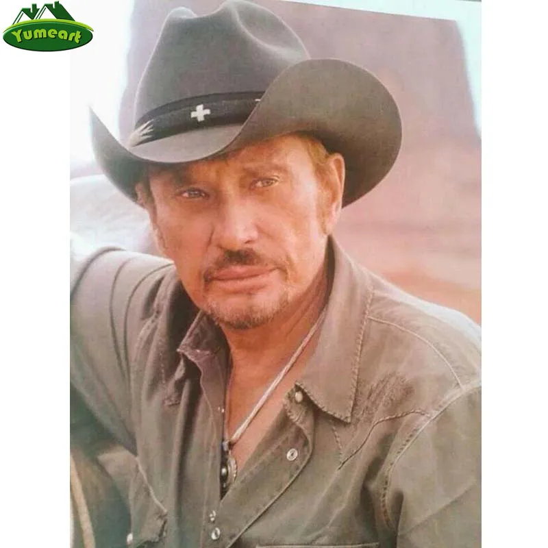 

YUMEART Rock Singer Diamond Painting French Elvis Johnny Hallyday 5D Cross Stitch Diamond Embroidery Needlework Diamond Painting