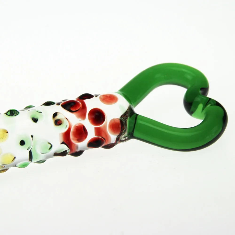 h01502 HeartNubby Textured Sensual Glass DildoAnal plug (7)