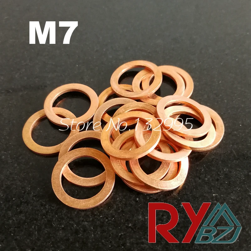 20pcs 7mm Inner Diameter Copper Washers Flat Sealing Gaskets Rings