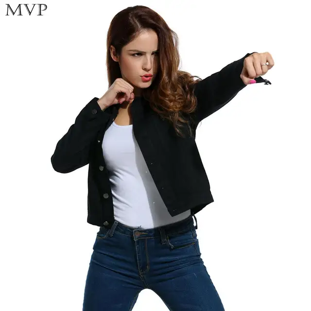 denim jackets sleeved women's and spring female jeans long clothing black coat autumn 2018 denim wear jacket loose jacket 1