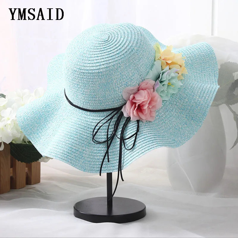 

2018 Fashion Kids Straw Hat Childrens Summer Sun Caps Children Hats For Girls Beach Hat Flower Cap 5 Colors For 3-8Y Baby