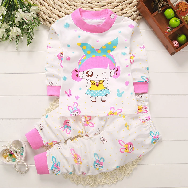 

2pcs/set Baby Top Pants Pajamas Christmas Sleepwear Nightwear Kids Infant Cartoon Cotton Long Sleeve