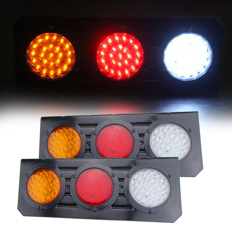 Red Yellow White 24V Car Round Tail Lights Turn Signal Light Running Rear LED Reflectors Truck Side Warning Tail Lights (2)