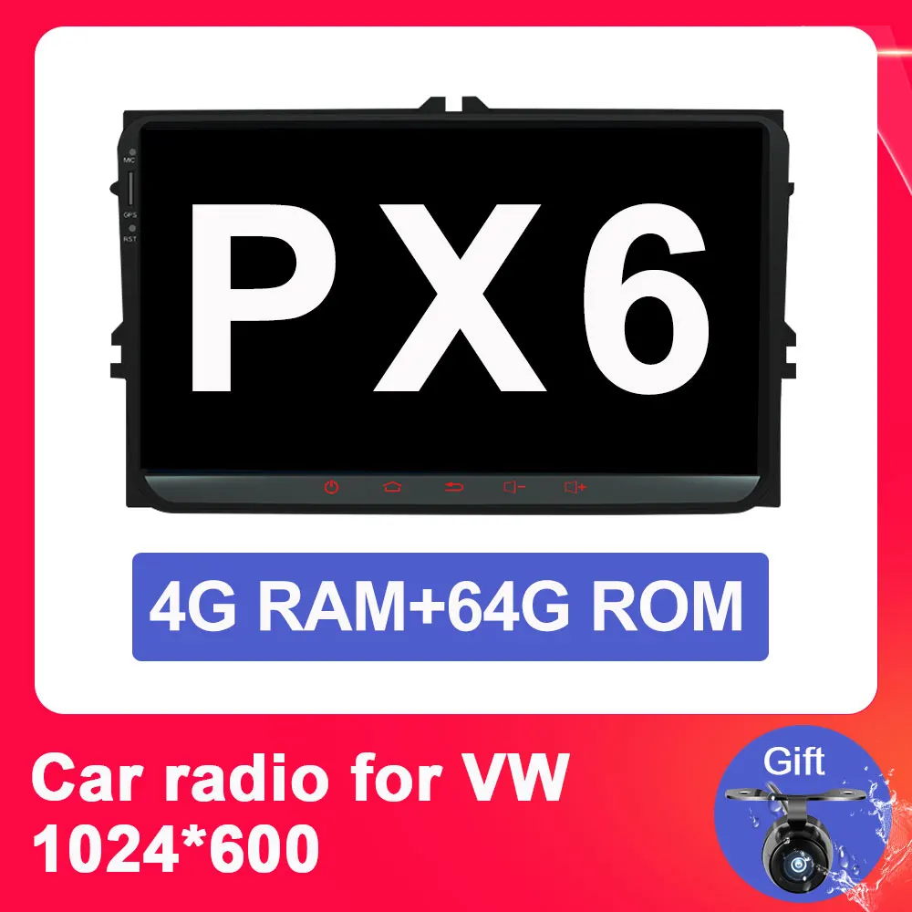 Eunavi Android 9,0 2 DIN Автомобильный gps плеер для Seat ALTEA Toledo VW GOLF 5/6 Polo Passat B6 CC Tiguan Touran радио RK3399 4G+ 64G - Цвет: P22 4G 64G