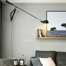 Lámpara de pared con brazo largo Vintage ajustable 265 blanco negro Industrial LOFT nórdico lámpara de pared LED para sala de estar Envío Directo