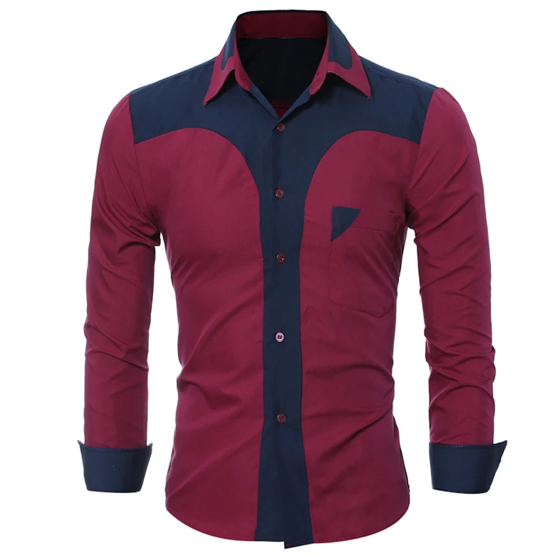 F-SFRWA платье рубашка 2019 Марка Chemise Homme Slim Fit Для мужчин рубашка с длинными рукавами Для мужчин хит Цвет шить Повседневное Для мужчин рубашка