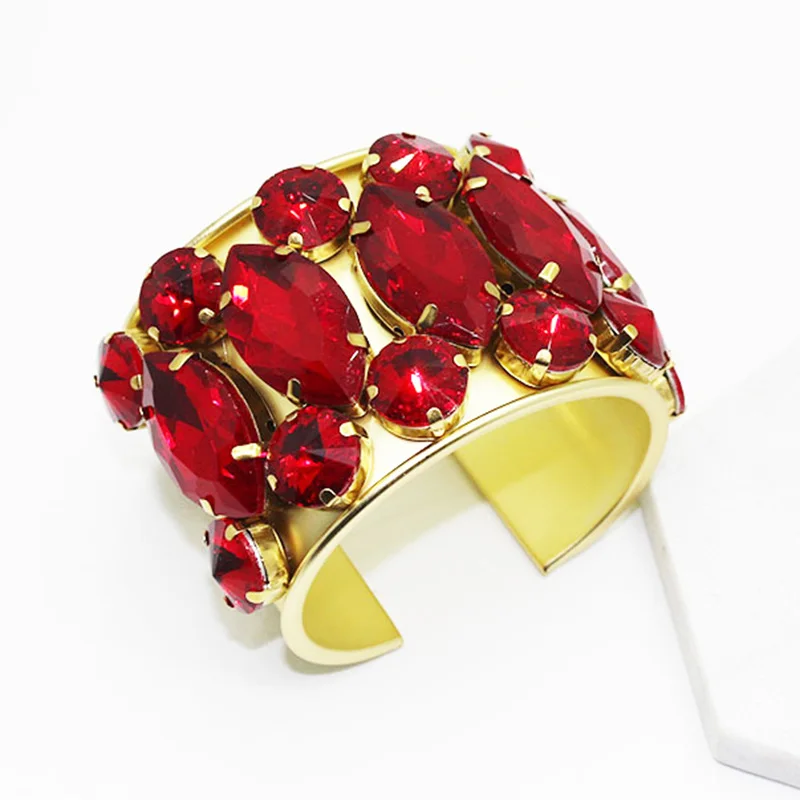 Винтажные золотые браслеты для ношения поверх рукава для женщин полный Fed кристалл горный хрусталь Открытый Широкий манжеты браслеты индийские свадебные украшения