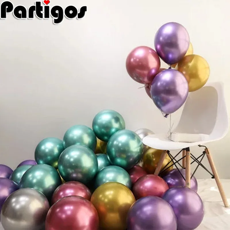 

wholesale 30/50/100pcs 10inch Metallic Latex Balloons Thicken Metal Chrome Alloy Colors Photograph Wedding Party Balloons Decor