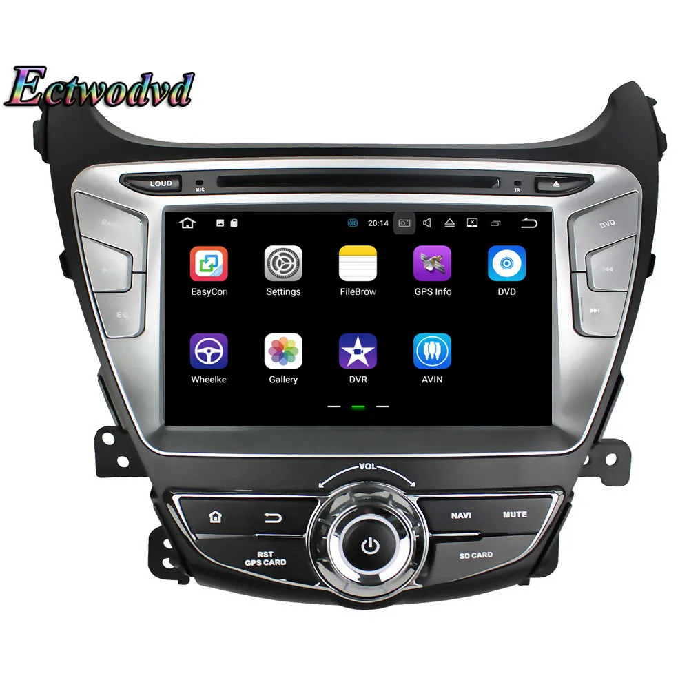Perfect Ectwodvd Octa Core 4G RAM 64G ROM Android 9.0 Car Multimedia DVD Player GPS HeadUnit For Hyundai Elantra 2014 2015- 15