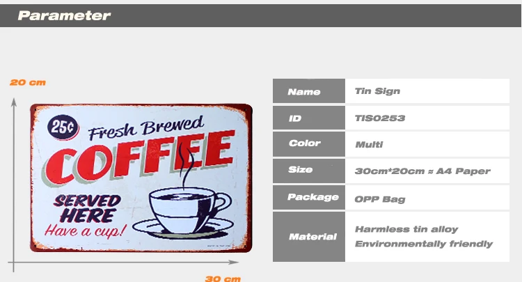 Кофе здесь винтажный домашний декор Оловянная табличка для кафе Настенный декор металлический знак винтажная картина, плакат, Постер
