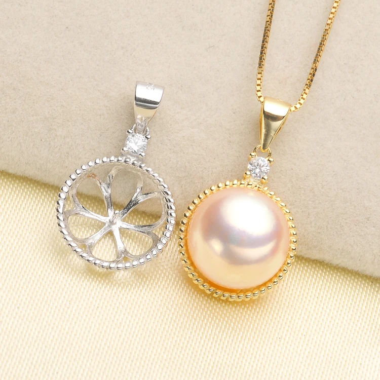

925 Sterling Silver Hot Party Pearl Pendant Necklace Pendant Setting Findings Jewelry Parts Fittings Women Accessories