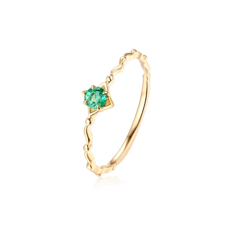 

JXXGS Simple Gold Color Natural Emerald Luxury Square Ring 14k Gold Unique Designs Ring For Party