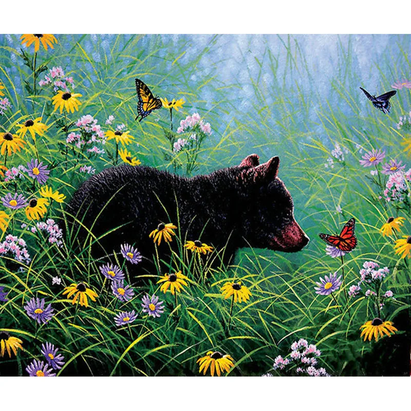 YIKEE diamond painting black bear,diamond painting rhinestone,diy
