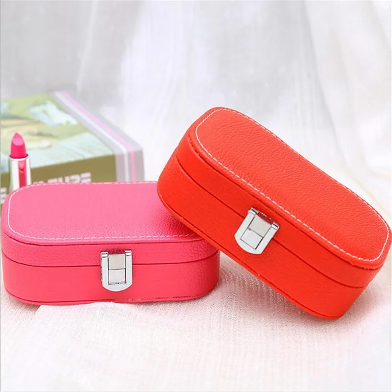 High Grade 6 Color Protable Leather Ring Box Earrings Case Fashion Accessories Display Box Jewelry Organizer Highly Demand