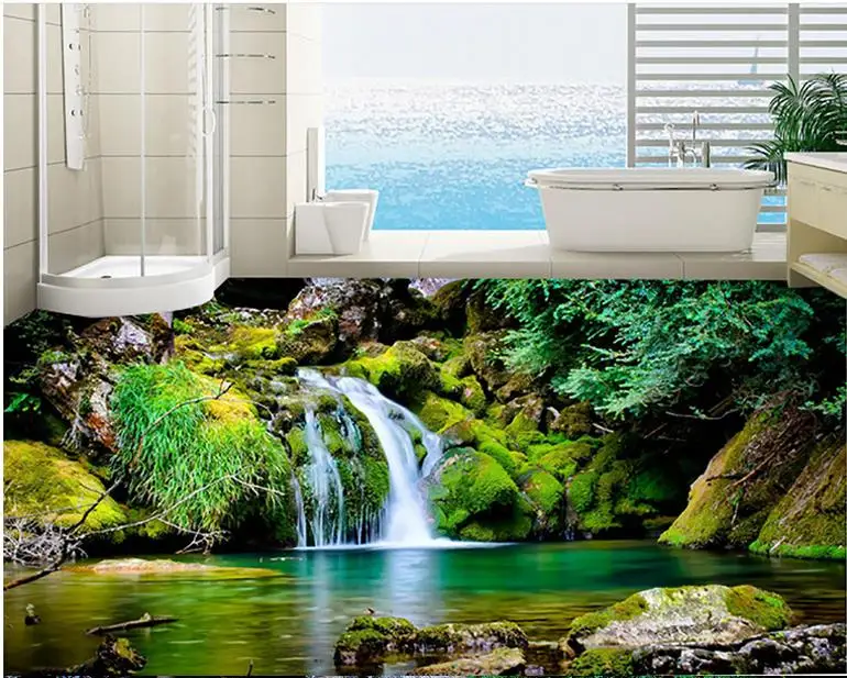 Arroyo del Bosque Paisaje 3d baldosas del piso 3d fondo de pantalla
