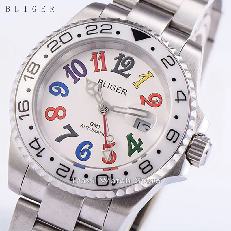 

40mm Bliger Date Day Ceramic Bezel GMT Luminous sapphire Automatic Watch