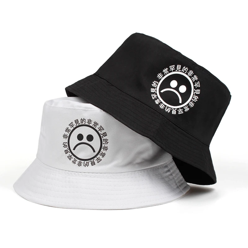 2018 New Women Men Fisherman Sad Boy Bucket Hat Hip Hop Navy White